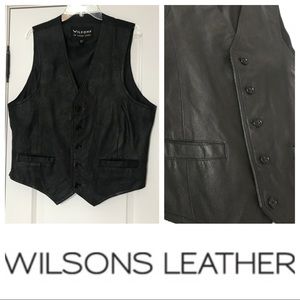 L Men’s Leather Vest, Black